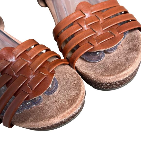 Vionic Clarissa Brown Leather Wedge Sandals Size 9 Strappy - Picture 6 of 14